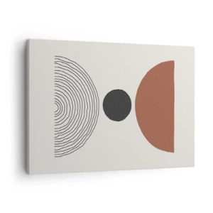 Quadro su tela - Stampe su Tela - Figure geometriche astratte in colori caldi - 70x50cm - Al centro dell'attenzione - Decorazione murale moderna per soggiorno e camera da letto ARTTOR