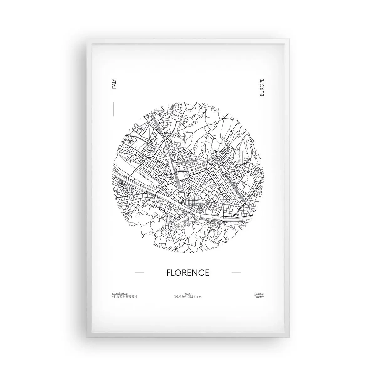Poster in cornice bianca - Anatomia di Firenze - 61x91 cm