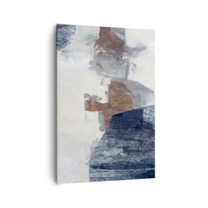 Quadro su tela - Stampe su Tela - Forme astratte nelle tonalità del blu e del marrone - 70x100cm - Forme blu e marroni - Decorazione murale moderna per soggiorno e camera da letto ARTTOR