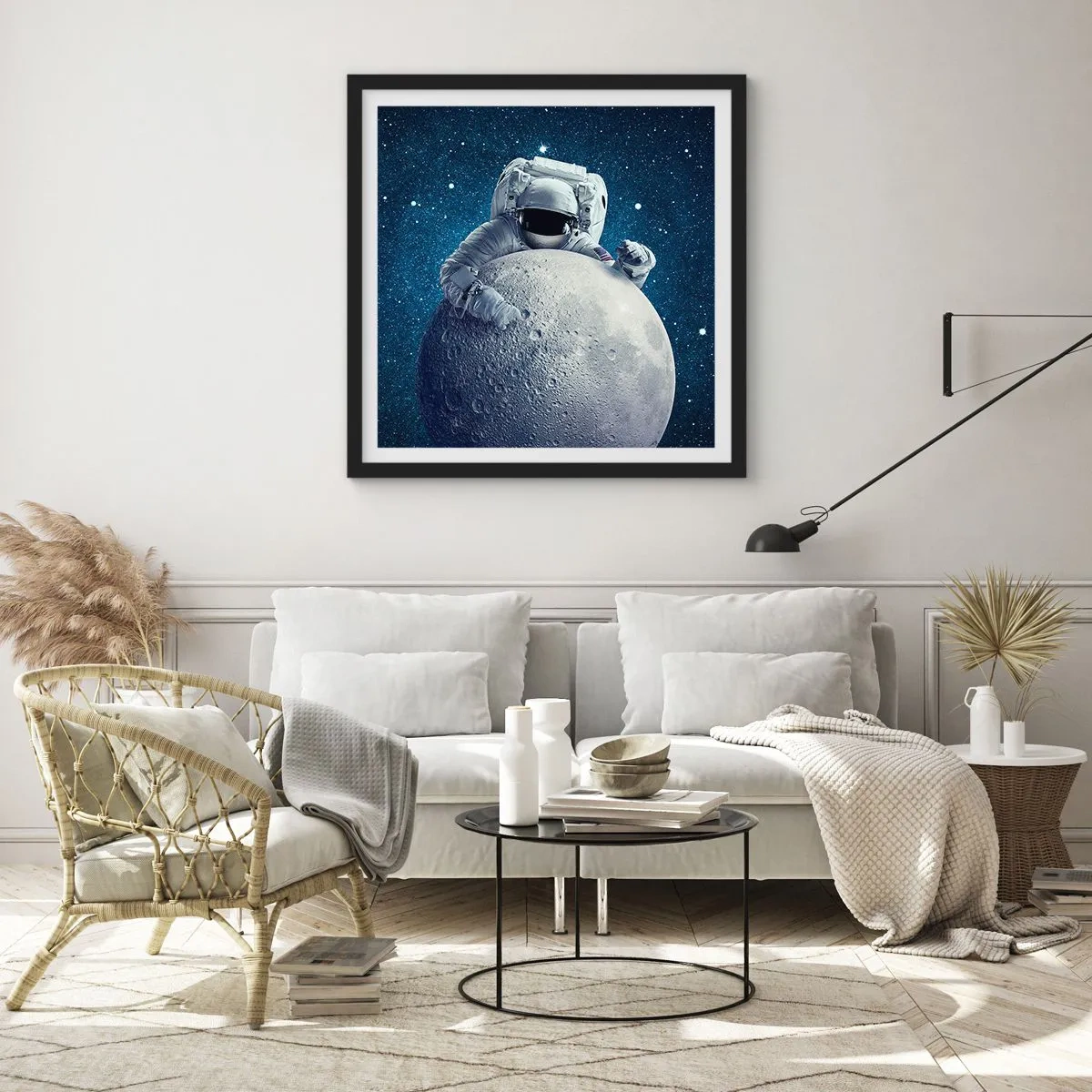 Poster in cornice nera - Burlone spaziale - 30x30 cm