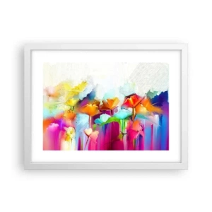 Poster in cornice bianca - L'arcobaleno è fiorito - 40x30 cm