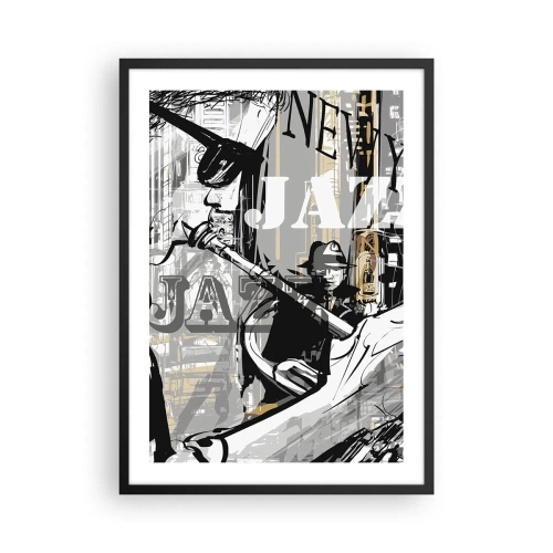 Poster in cornice nera - Una composizione artistica ispirata al jazz - 50x70cm - Al ritmo di New York - Decorazione murale moderna per soggiorno e camera da letto ARTTOR