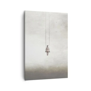 Quadro su tela - Stampe su Tela - Una figura su un'altalena sospesa nello spazio - 70x100cm - Il bambino che è in noi - Decorazione murale moderna per soggiorno e camera da letto ARTTOR