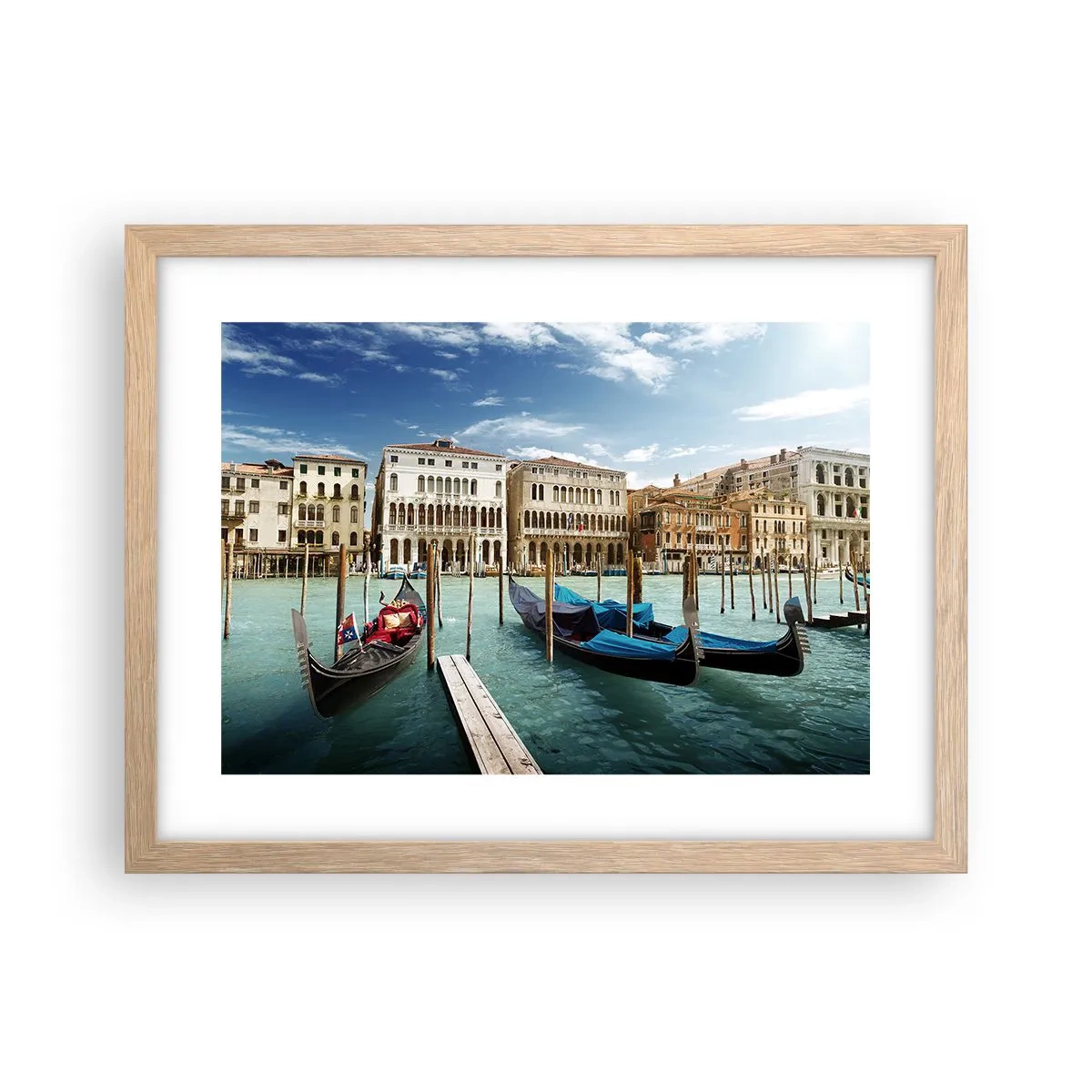 Poster in cornice rovere chiaro - Palazzi nel blu - 40x30 cm