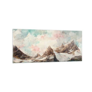 Quadro su vetro - Montagne pittoresche con cieli pastello - 120x50cm - Lame di roccia - Decorazione murale moderna per soggiorno e camera da letto ARTTOR