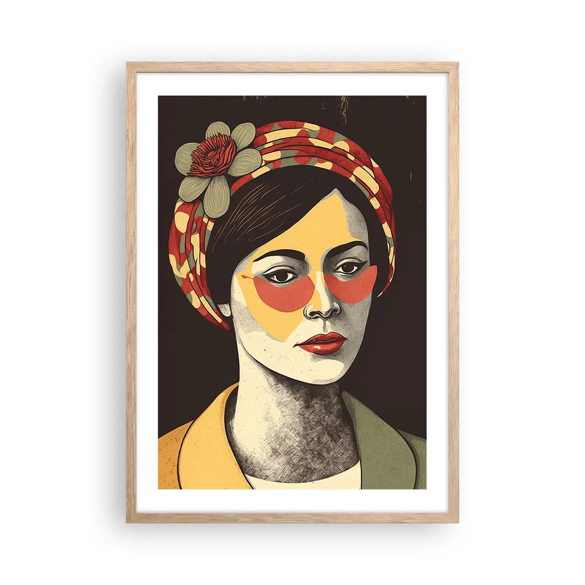 Poster in cornice rovere chiaro - Dama di corallo - 50x70 cm