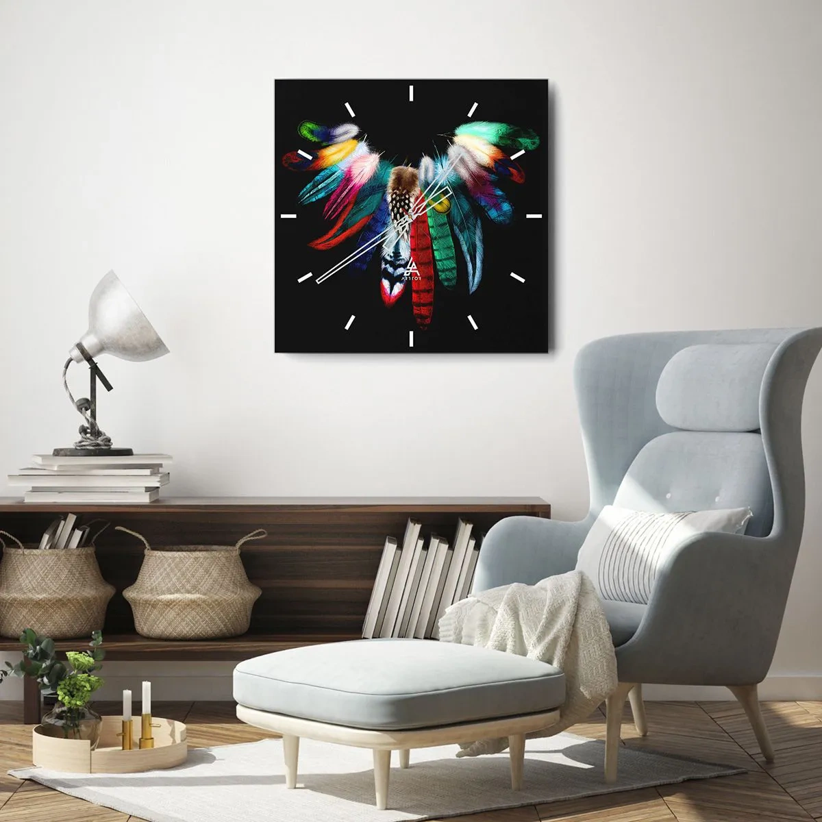 Orologio da parete - Orologio in Vetro - Collana indiana - 40x40 cm