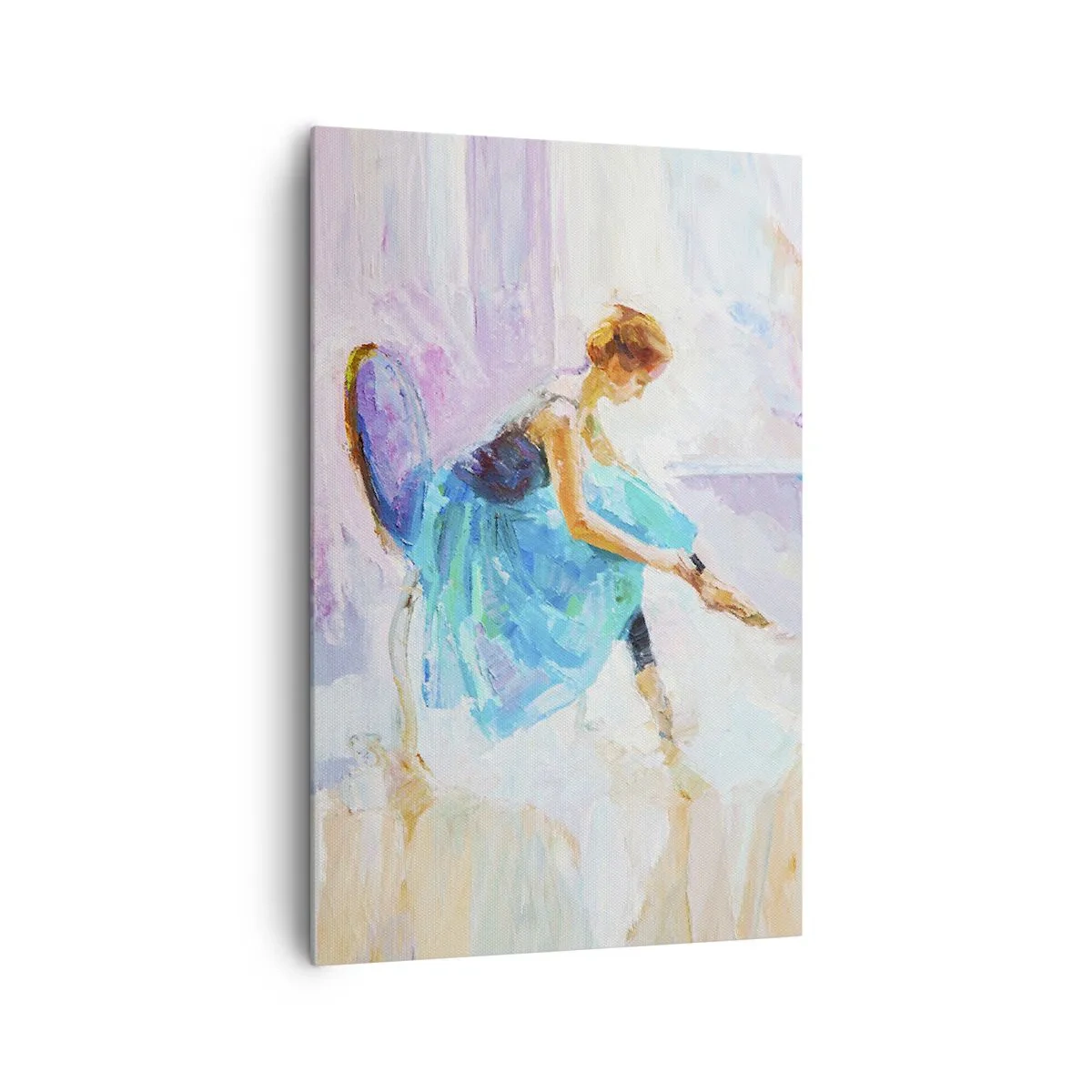 Quadro su tela - Stampe su Tela - Una ballerina si prepara a ballare in tonalità pastello. - 80x120cm - Grazia ineffabile, fascino sottile - Decorazione murale moderna per soggiorno e camera da letto ARTTOR