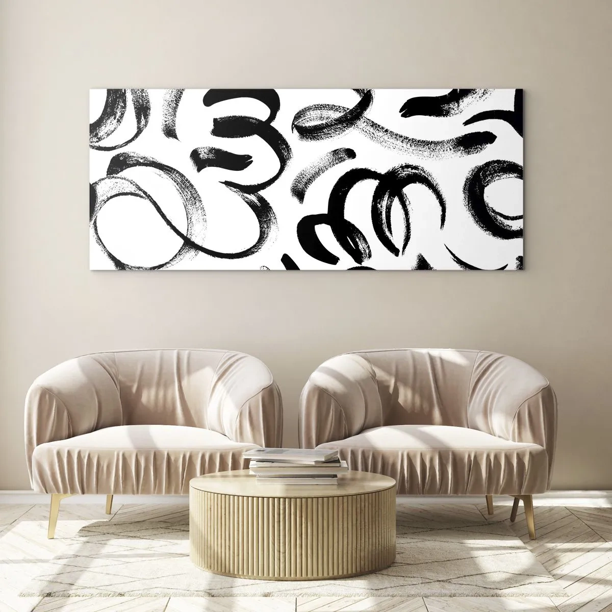 Quadro su vetro - Nero su bianco - 100x40 cm