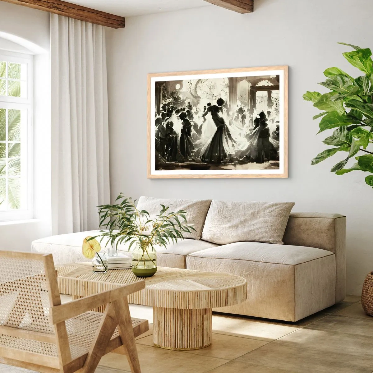 Poster in cornice rovere chiaro - Il gran ballo in maschera - 91x61 cm