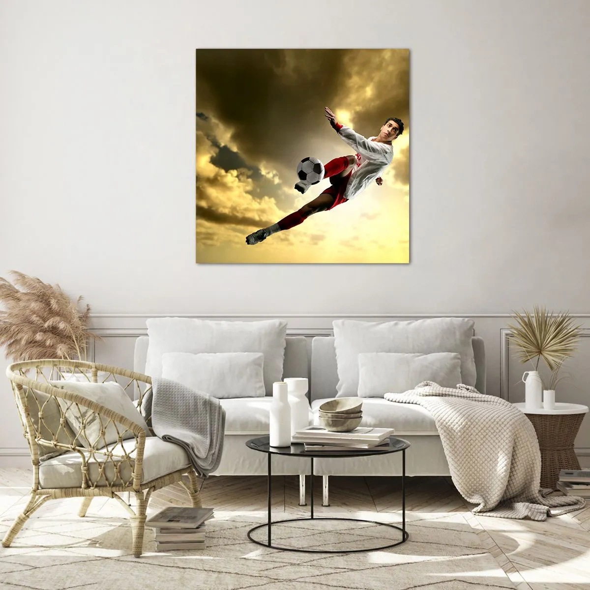 Quadro su vetro - Il cielo del calcio - 70x70 cm