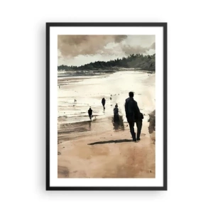 Poster in cornice nera - Una passeggiata sulla spiaggia dai colori nostalgici - 50x70cm - Convocati - Decorazione murale moderna per soggiorno e camera da letto ARTTOR