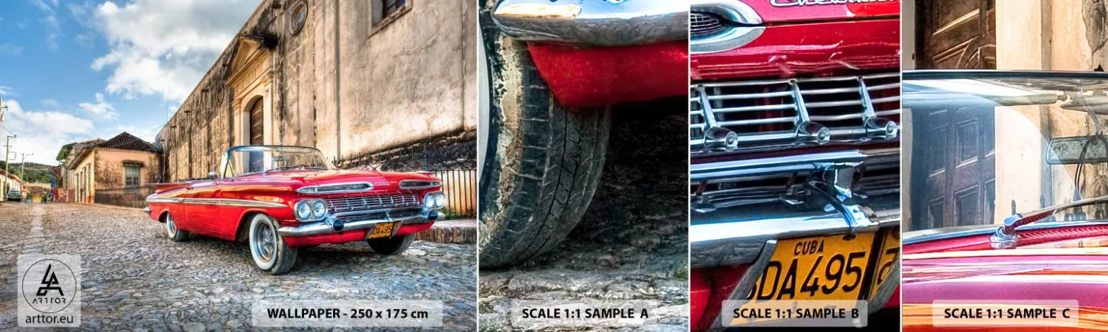 Campione Di Fotomurale Standard Eco - Impressioni di Cuba - Settore automobilistico, Auto, Cuba - 100x30 cm