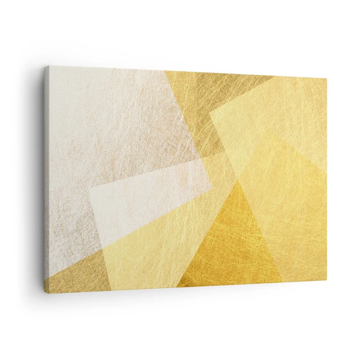Quadro su tela - Stampe su Tela - Forme geometriche in tonalità oro e chiare - 70x50cm - La pace della geometria - Decorazione murale moderna per soggiorno e camera da letto ARTTOR