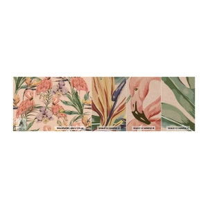 Campione di Fotomurale Premium Sand - Un ballo rosa nei fiori - Uccello, Fenicottero, Giungla - 100x30 cm