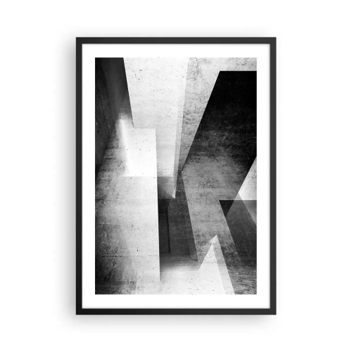 Poster in cornice nera - Astrazione geometrica in bianco e nero - 50x70cm - La struttura dello spazio - Decorazione murale moderna per soggiorno e camera da letto ARTTOR