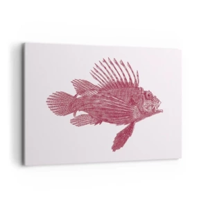 Quadro su tela - Stampe su Tela - Disegno di un pesce in tonalità rossa - 120x80cm - Abitante di mari esotici - Decorazione murale moderna per soggiorno e camera da letto ARTTOR