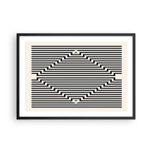 Poster in cornice nera - Linee bianche e nere che creano un effetto di illusione geometrica - 70x50cm - Illusione geometrica - Decorazione murale moderna per soggiorno e camera da letto ARTTOR