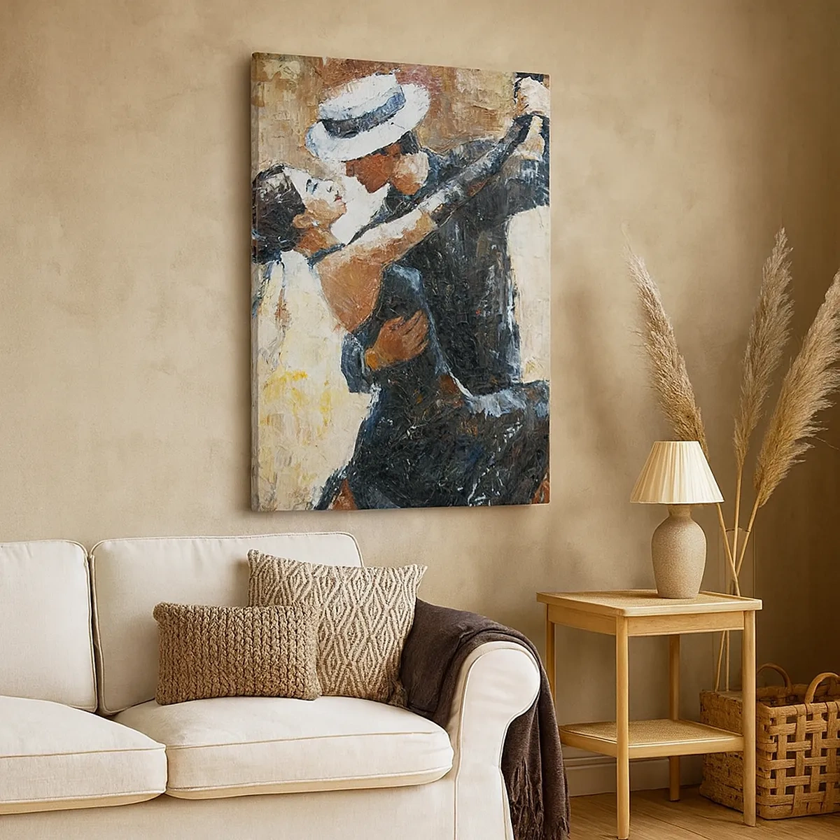 Quadro su tela - Stampe su Tela - Una coppia che balla il tango in uno stile romantico ed elegante - 50x70cm - Alla Rodolfo Valentino - Decorazione murale moderna per soggiorno e camera da letto ARTTOR