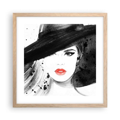Poster in cornice rovere chiaro - Donna in nero - 40x40 cm