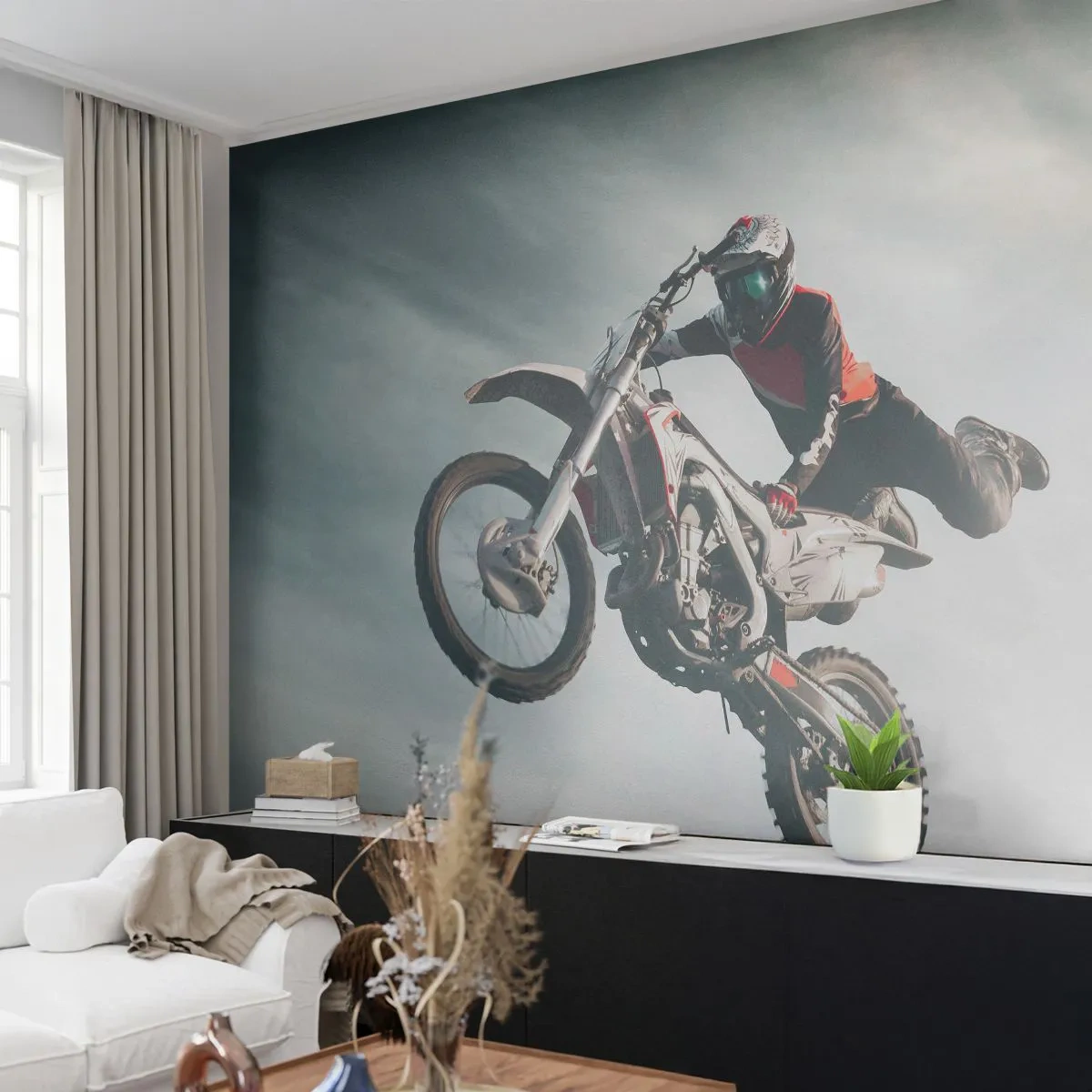 Fotomurali Premium Canvas - No risk no fun - Motocross, Moto, Motociclista - 200x140 cm