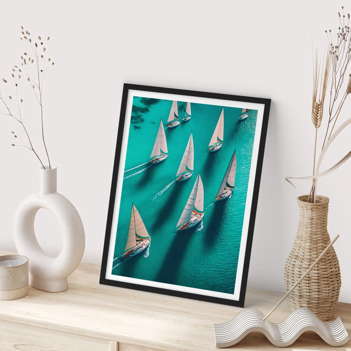 Poster in cornice nera - In gara con il vento - 30x40 cm