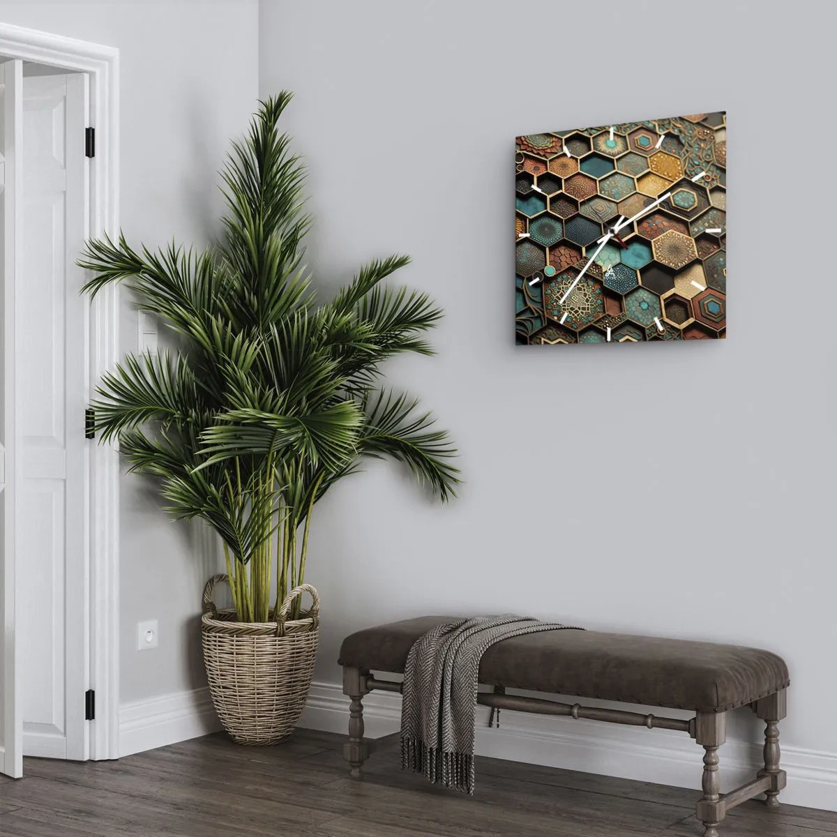 Orologio da parete - Orologio in Vetro - Decorazioni arabe: variazione - 40x40 cm