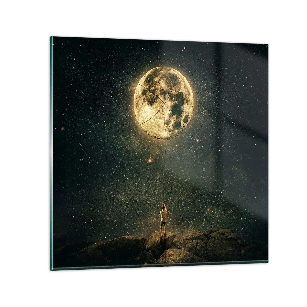 Quadro su vetro - Chi ha rubato la luna - 40x40 cm
