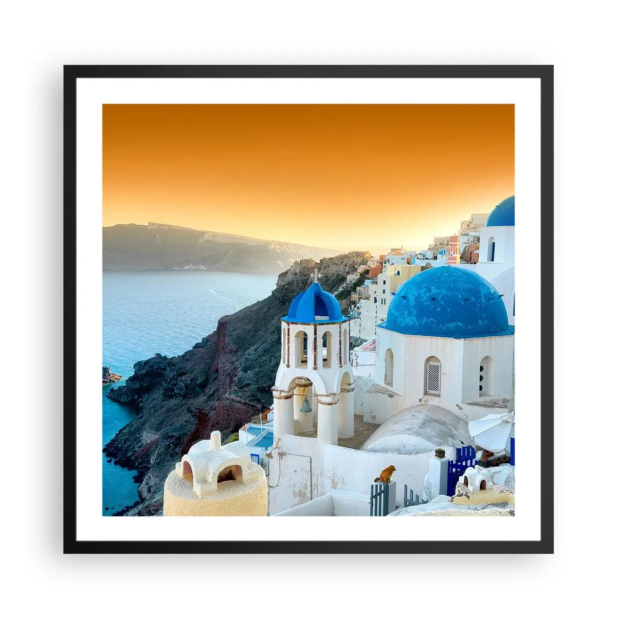 Poster in cornice nera - Santorini: aggrappate alle rocce - 60x60 cm
