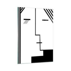 Quadro su vetro - Una rivisitazione grafica di un bacio in stile minimalista - 50x70cm - Semplicemente un bacio - Decorazione murale moderna per soggiorno e camera da letto ARTTOR
