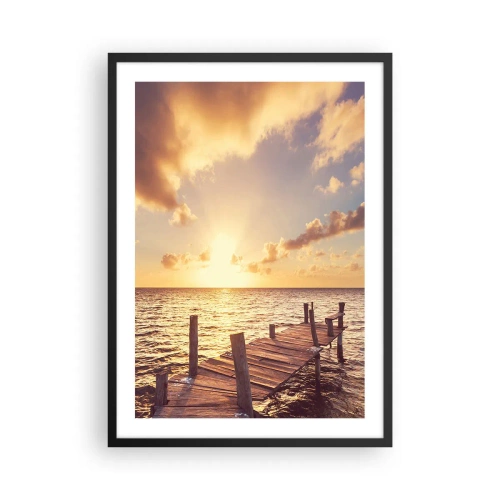 Poster in cornice nera - Molo di legno contro il mare al tramonto - 50x70cm - Il paese dorato della mitezza - Decorazione murale moderna per soggiorno e camera da letto ARTTOR