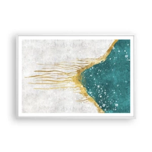 Poster in cornice bianca - Flusso dorato - 100x70 cm