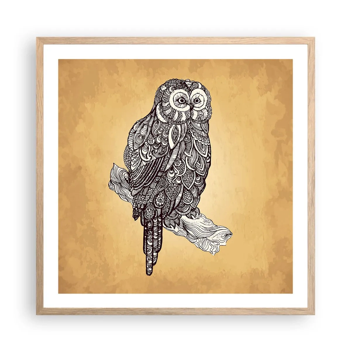 Poster in cornice rovere chiaro - Delicati ghirigori di saggezza - 60x60 cm