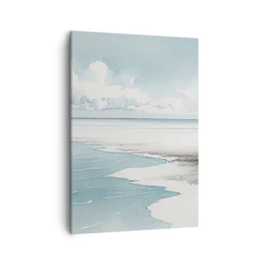 Quadro su tela - Stampe su Tela - Un mare calmo e una spiaggia dalle tonalità chiare di blu - 50x70cm - Marea dolce - Decorazione murale moderna per soggiorno e camera da letto ARTTOR