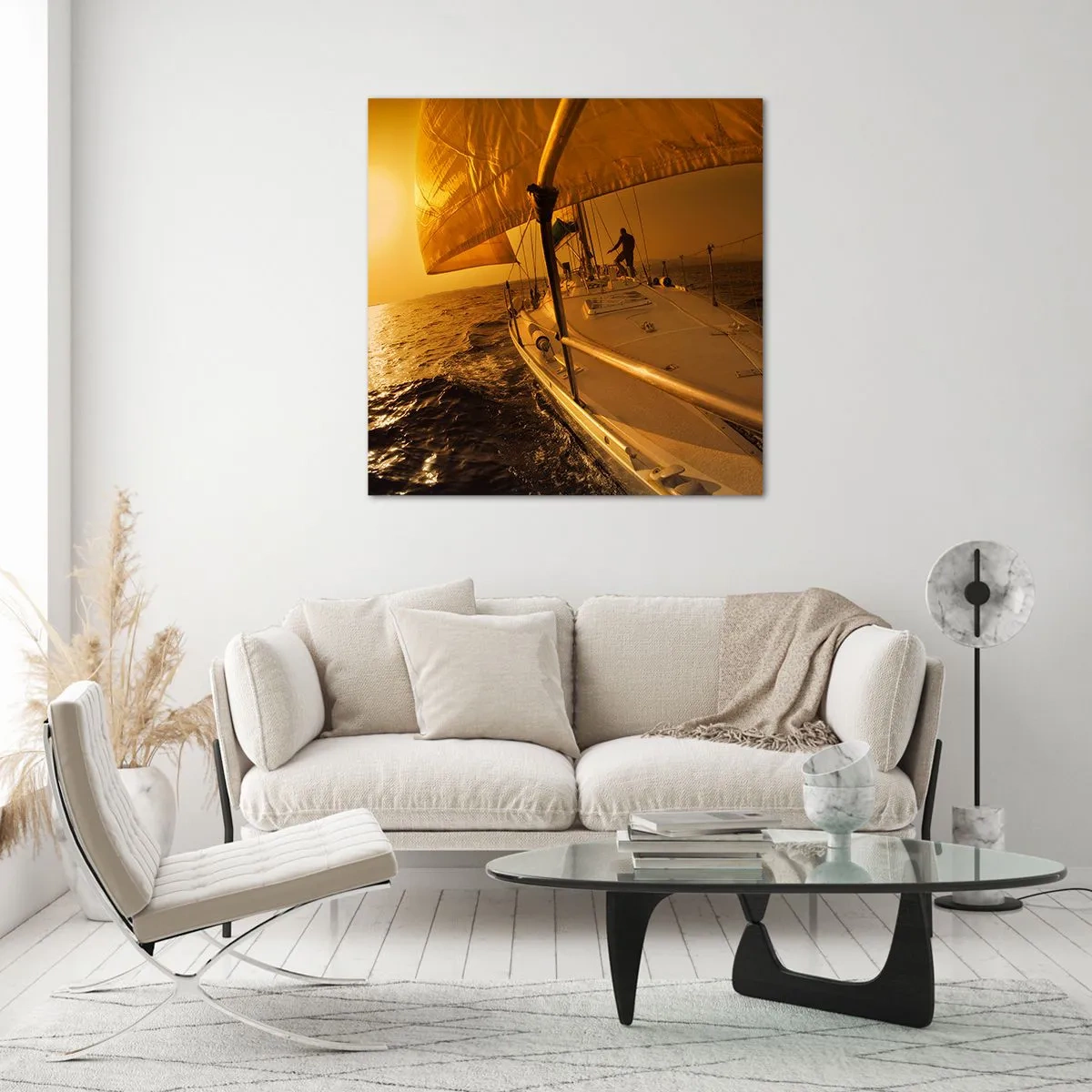 Quadro su vetro - Serata dorata dopo un giorno multicolore - 40x40 cm