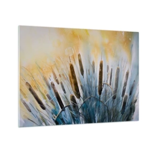 Quadro su vetro - Tife dipinte contro un cielo soleggiato - 70x50cm - Fresco dell'acqua, calore del sole - Decorazione murale moderna per soggiorno e camera da letto ARTTOR