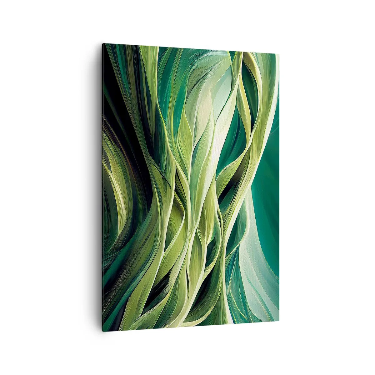 Quadro su tela - Stampe su Tela - Linee dinamiche nelle tonalità del verde - 70x100cm - Gioco astratto in verde - Decorazione murale moderna per soggiorno e camera da letto ARTTOR