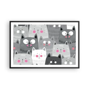 Poster in cornice nera - Il mondo dei gatti - 91x61 cm