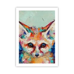 Poster - Un ritratto astratto e colorato di una volpe dallo sguardo espressivo. - 50x70cm - Siete pronti per me? - Decorazione murale moderna per soggiorno e camera da letto ARTTOR