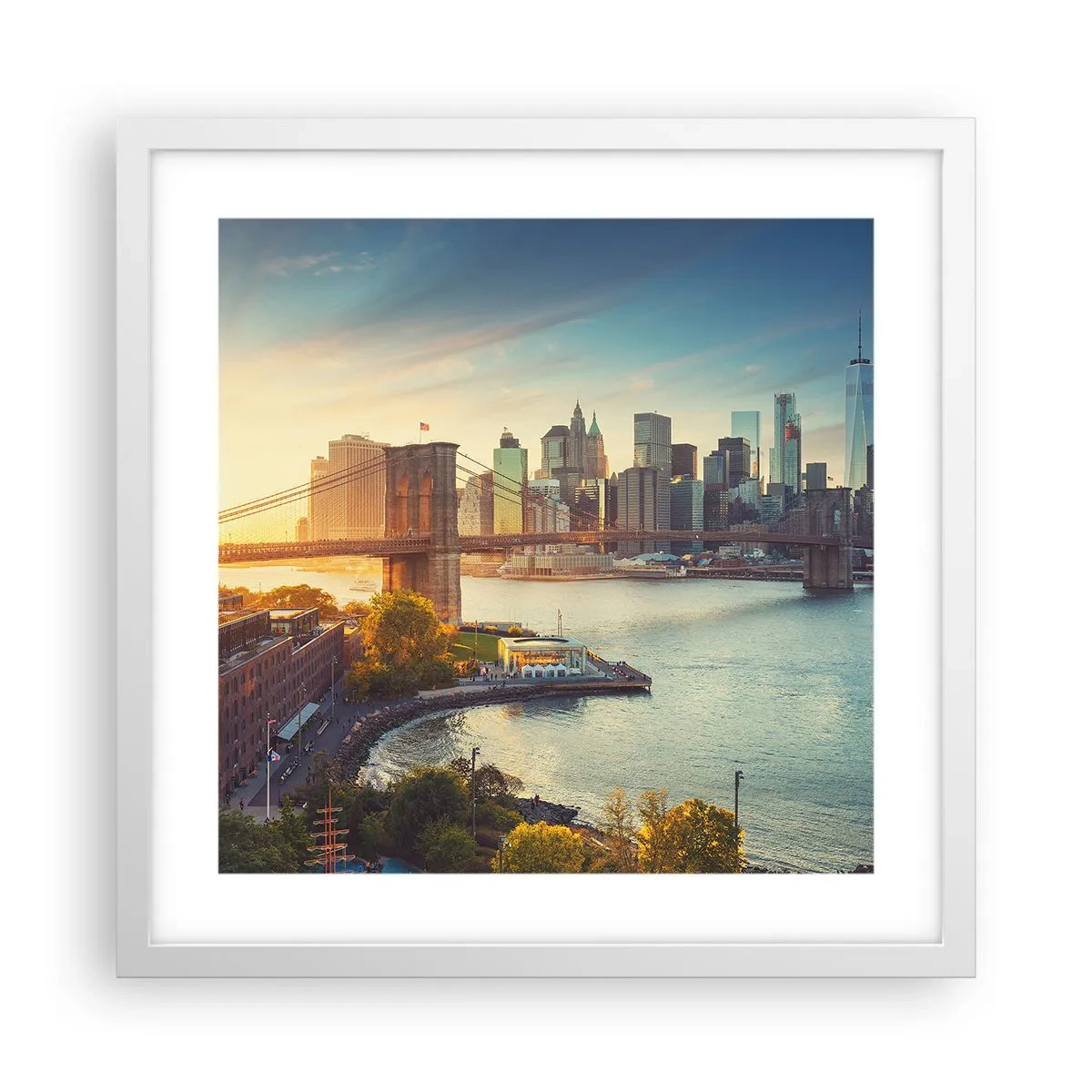 Poster in cornice bianca - L'alba nella grande città - 40x40 cm