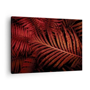Quadro su tela - Stampe su Tela - Primo piano di foglie tropicali rosse - 70x50cm - Il calore della vita - Decorazione murale moderna per soggiorno e camera da letto ARTTOR