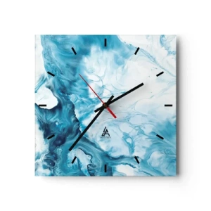 Orologio da parete - Orologio in Vetro - Motivo astratto nei toni del blu - 30x30cm - Concerto di blu - Decorazione murale moderna per soggiorno e camera da letto ARTTOR