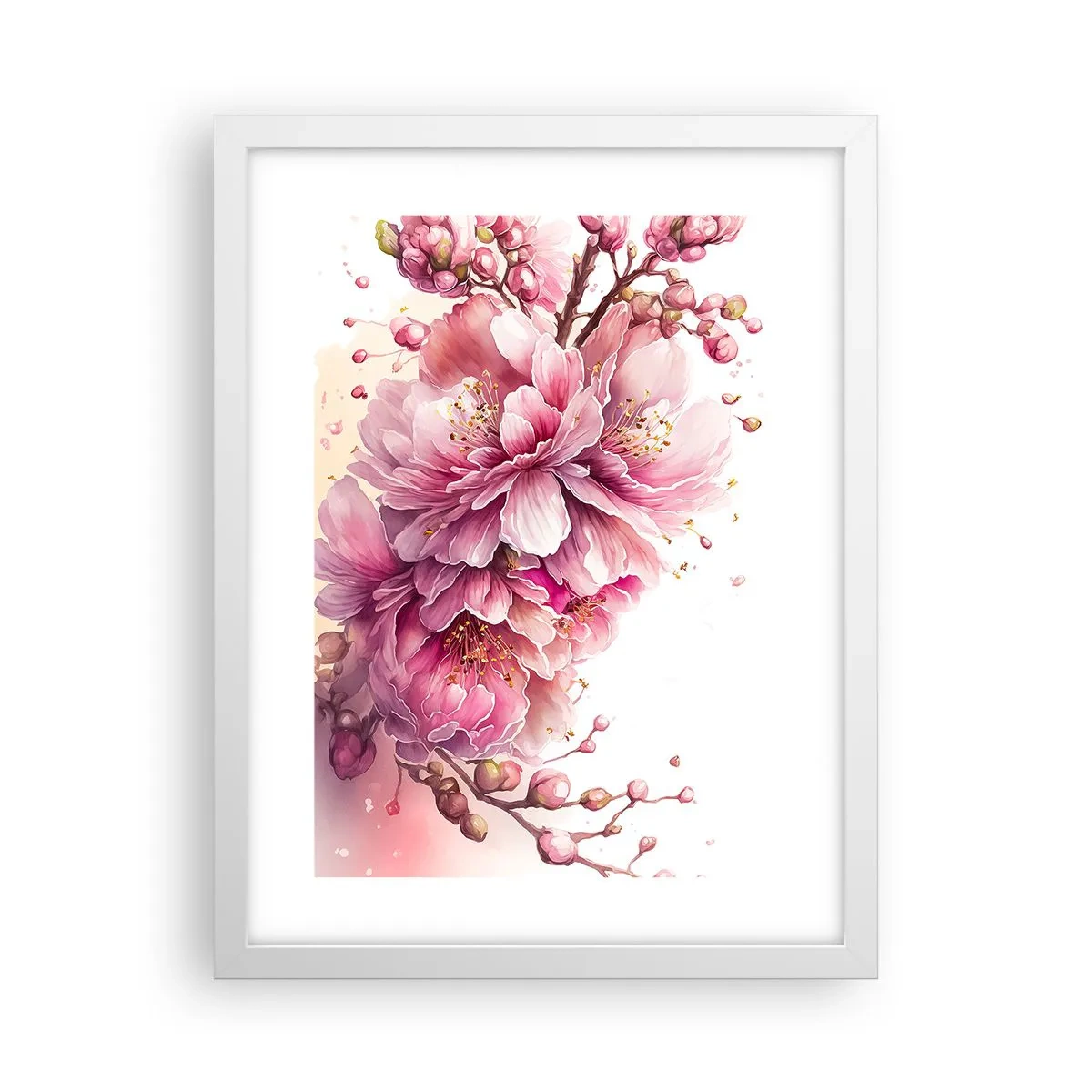 Poster in cornice bianca - Fiore di ciliegio - 30x40 cm