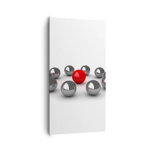 Quadro su tela - Stampe su Tela - Cerchio in argento e rosso - 65x120 cm