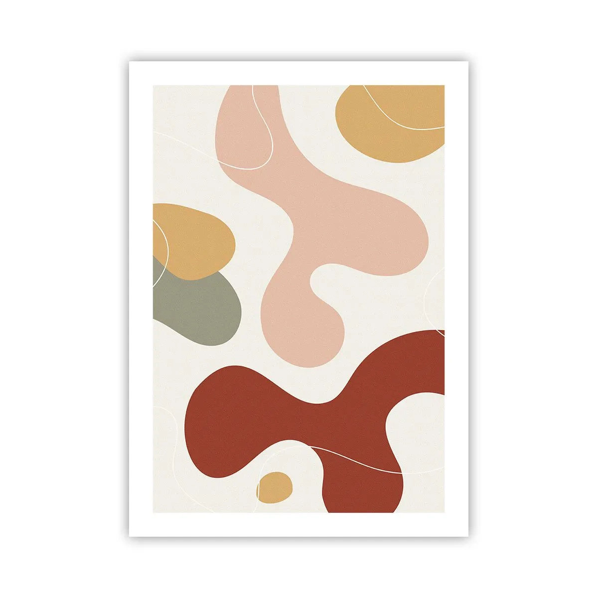 Poster - Una composizione astratta in calde tonalità pastello. - 50x70cm - Ghirigori - Decorazione murale moderna per soggiorno e camera da letto ARTTOR