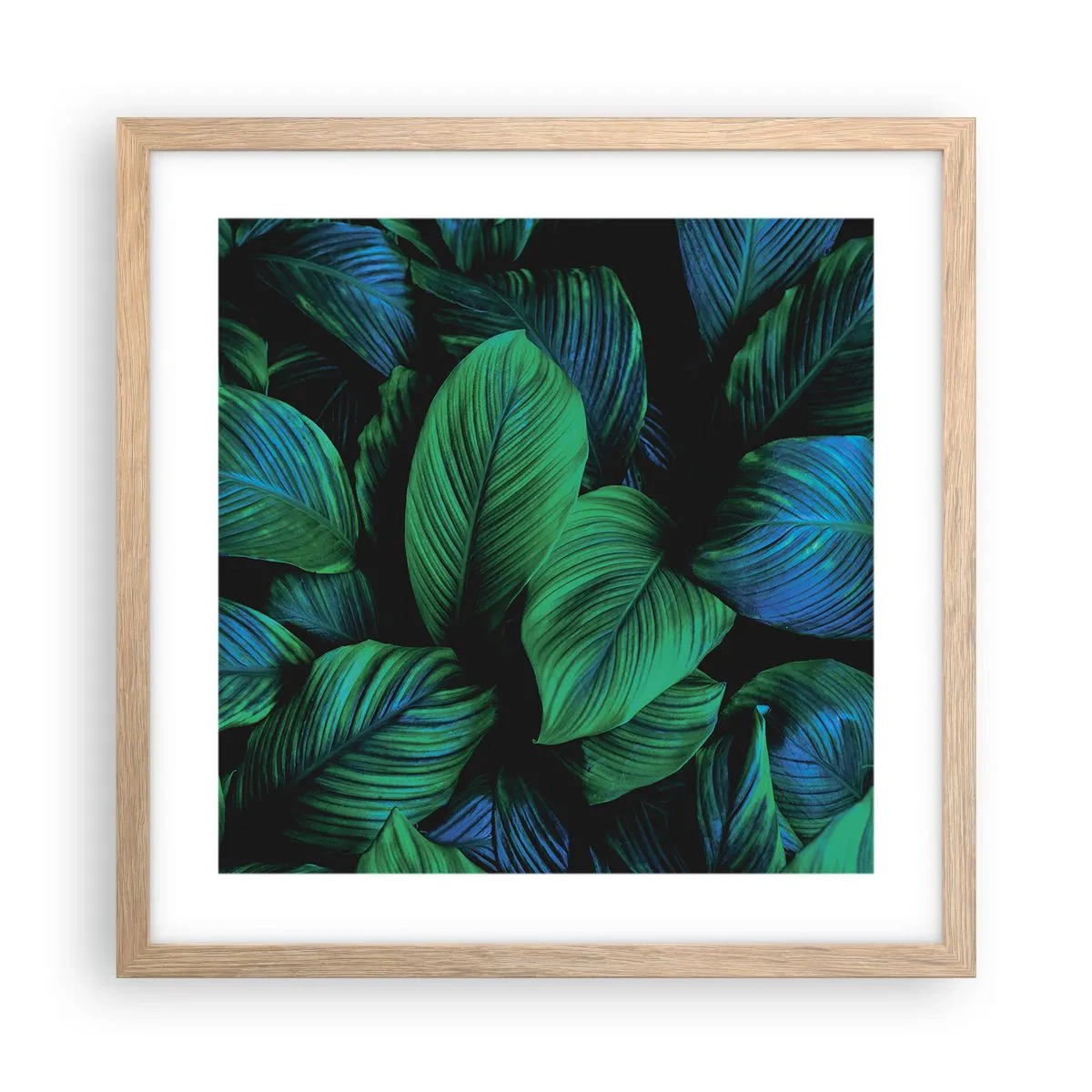 Poster in cornice rovere chiaro - Nella folla verde - 40x40 cm