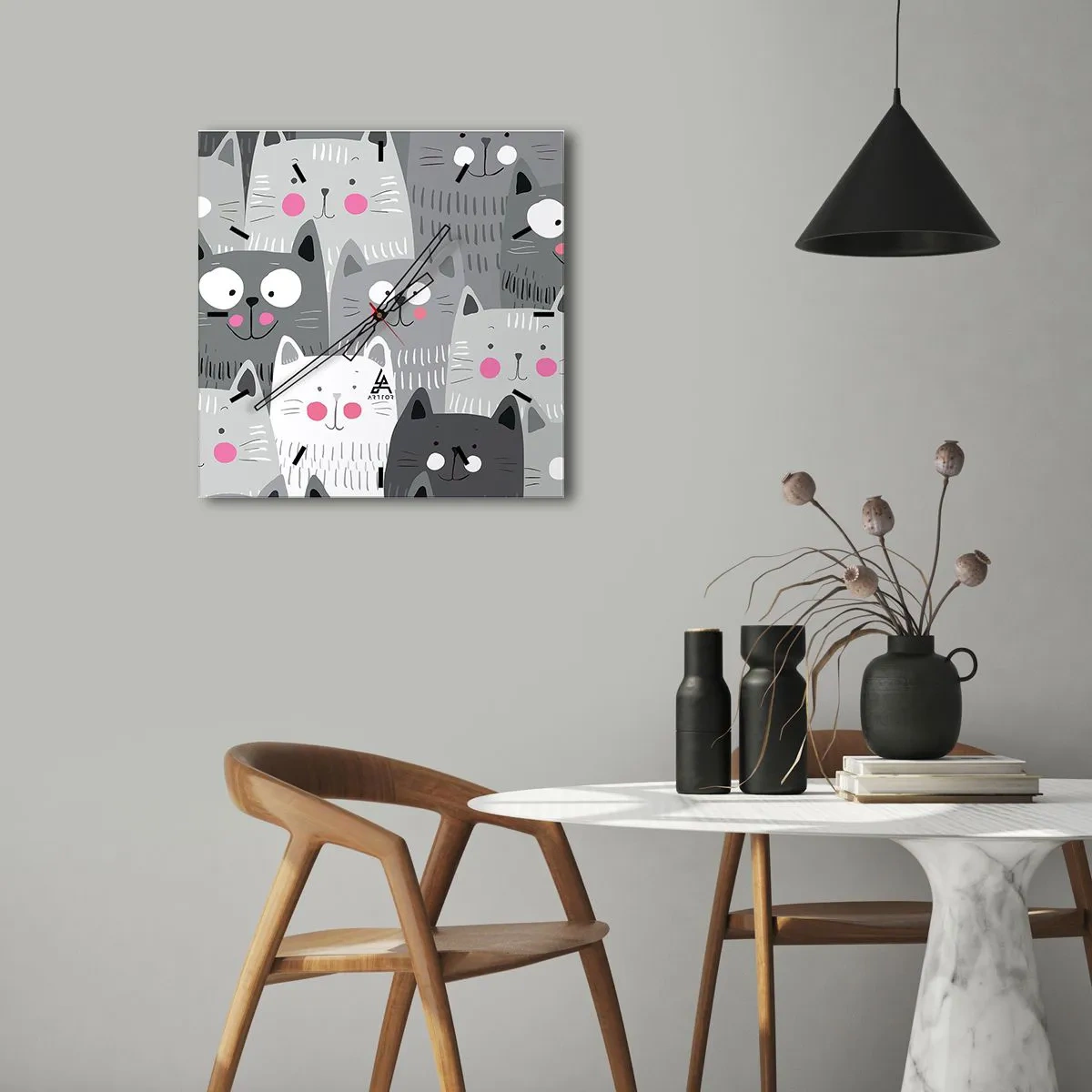 Orologio da parete - Orologio in Vetro - Il mondo dei gatti - 40x40 cm
