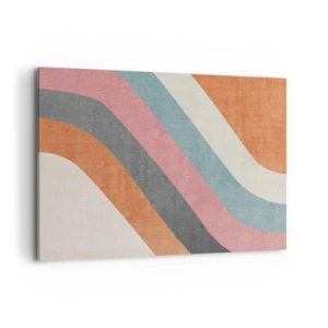 Quadro su tela - Stampe su Tela - Strisce retrò colorate - 100x70cm - Composizione diagonale: movimento - Decorazione murale moderna per soggiorno e camera da letto ARTTOR