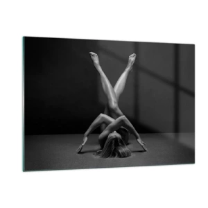 Quadro su vetro - Nudo femminile in una composizione corporea geometrica - 120x80cm - Geometria del nudo - Decorazione murale moderna per soggiorno e camera da letto ARTTOR