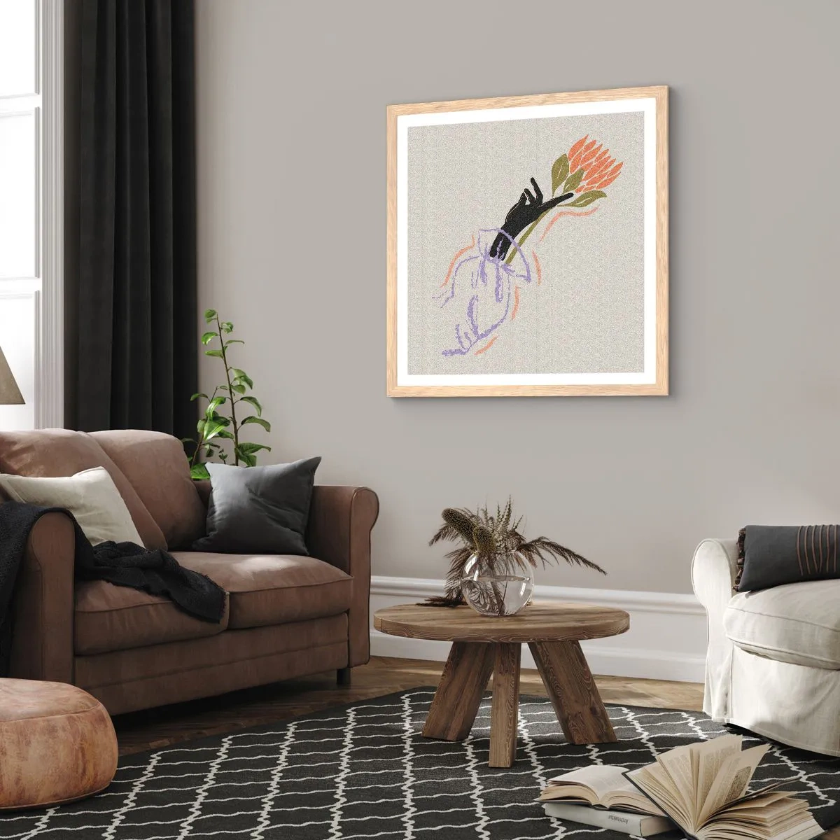 Poster in cornice rovere chiaro - Tocco delicato - 50x50 cm